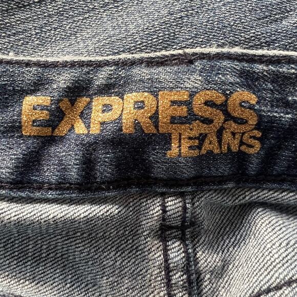 Express (6) Stella Bootcut Jeans (30x29) Shirt Dark Wash Low Rise Crystal Stud - Picture 10 of 13